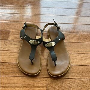 Michael Kors Black and Brown Sandals with Ankle Straps